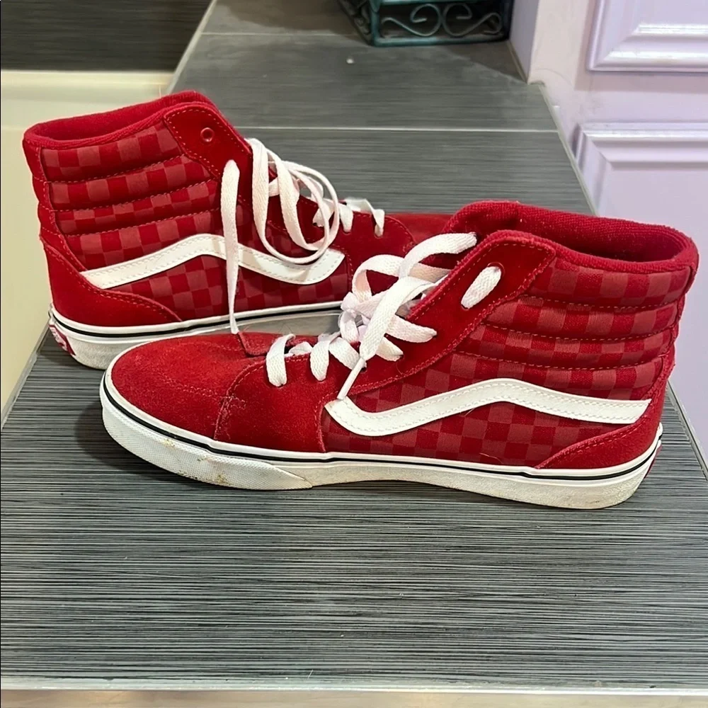 Vans Red Checkered High-Top Sneakers